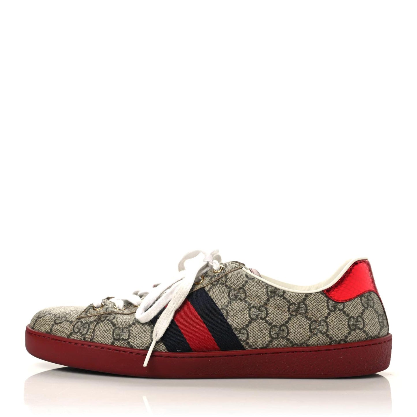 GG Supreme Monogram Ayers Web Mens New Ace Sneakers 9.5 Beige Red