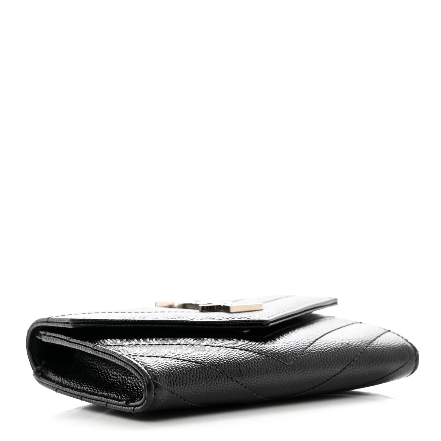 Grain De Poudre Matelasse Chevron Small Monogram Envelope Wallet Black