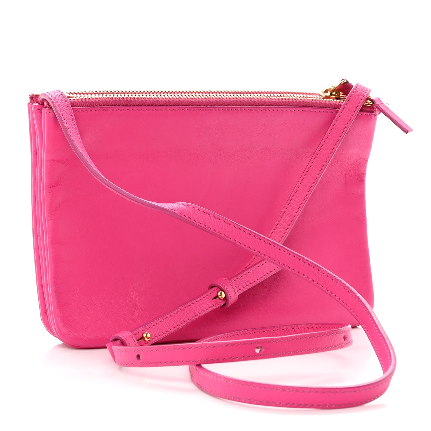 Celine Lambskin Small Trio Crossbody Bag Fluo Fuchsia 2 of 14