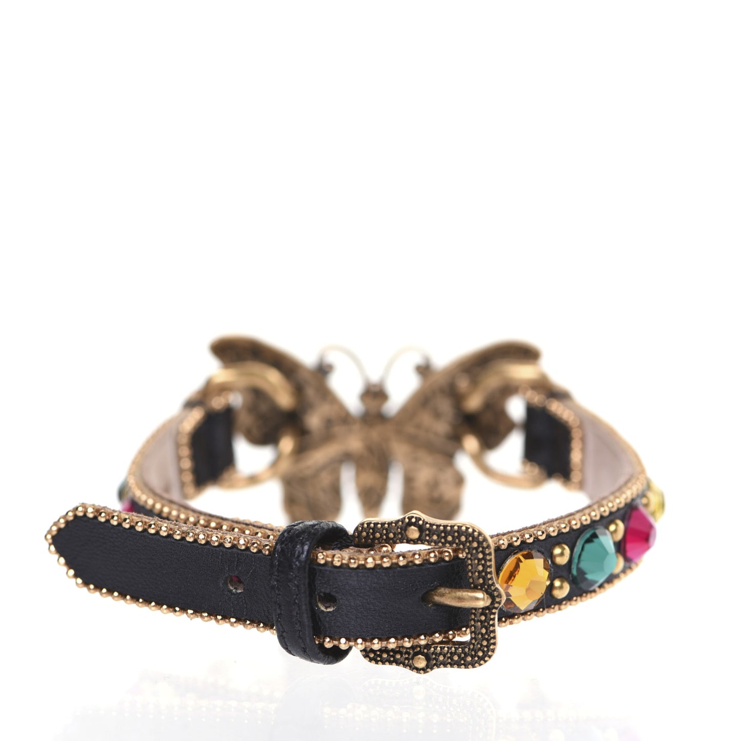 Calfskin Crystal Butterfly Bracelet Multicolor