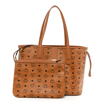 MCM Visetos Medium Liz Reversible Shopper Tote Cognac 3 of 18