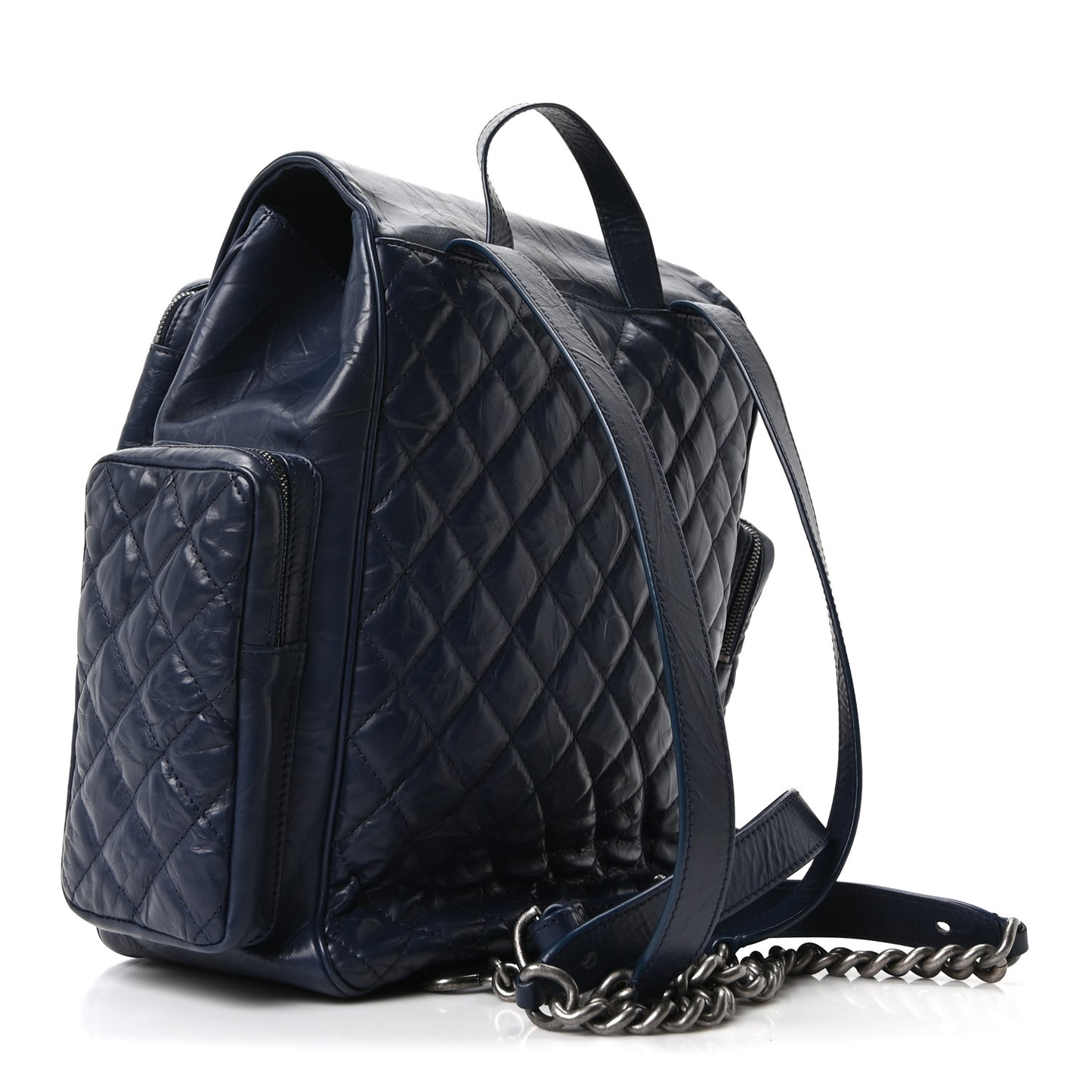 Aged Calfskin Quilted Medium Casual Rock Airlines Backpack Blue