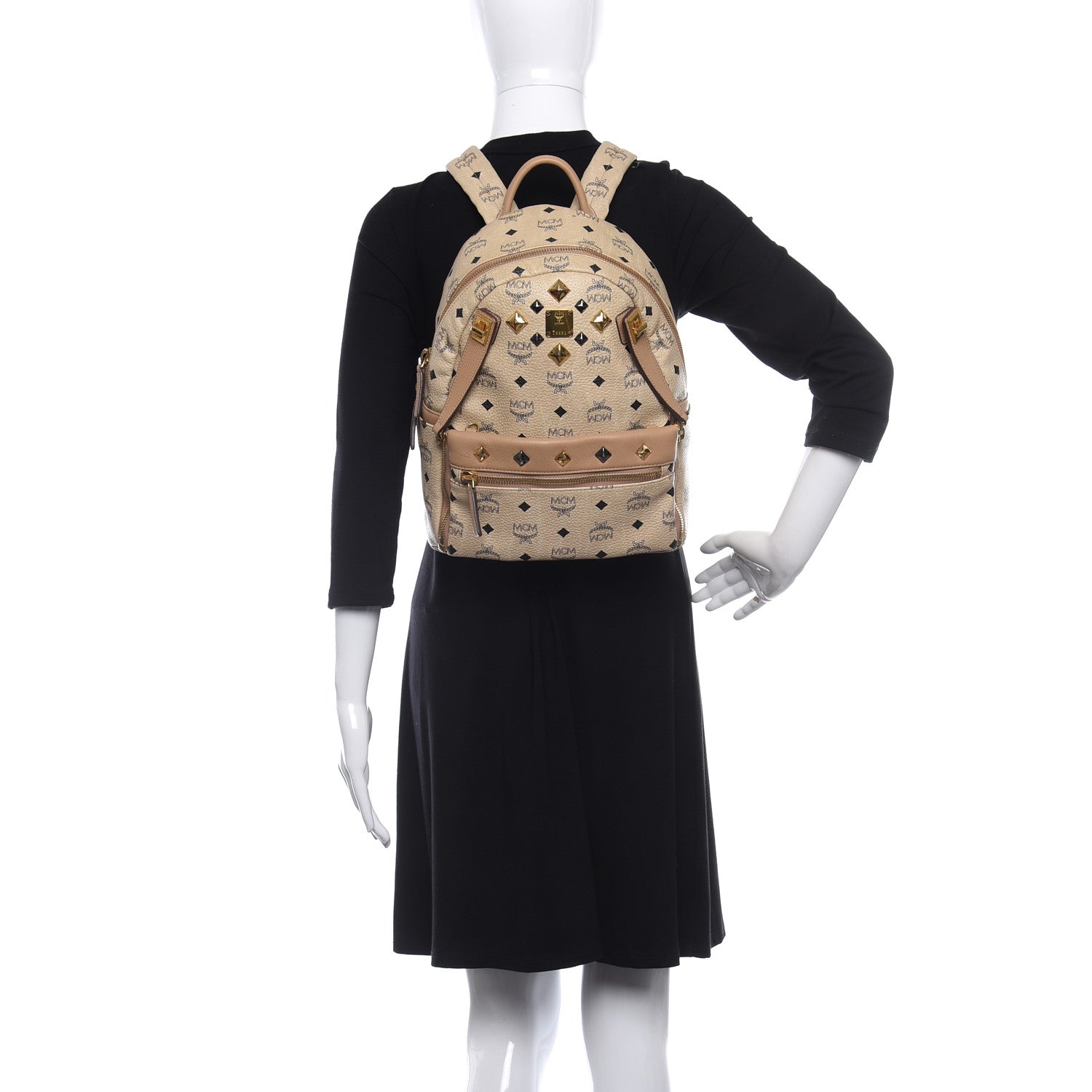 MCM Visetos Studded Small Dual Stark Backpack Beige 2 of 10