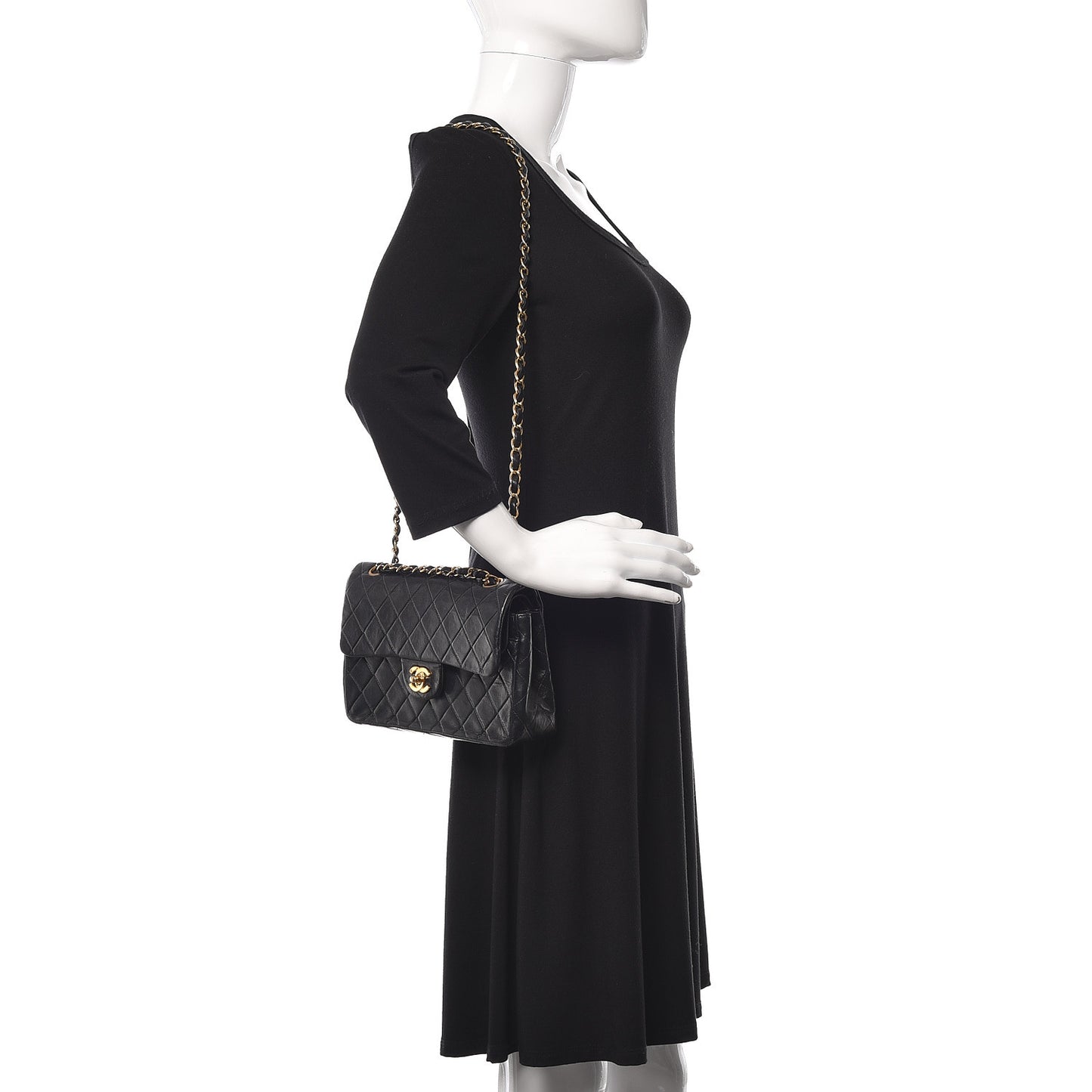 Lambskin Quilted Small Double Flap Black