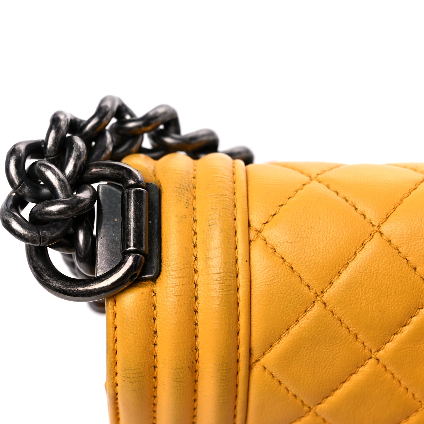 Lambskin Quilted Medium Boy Flap Yellow