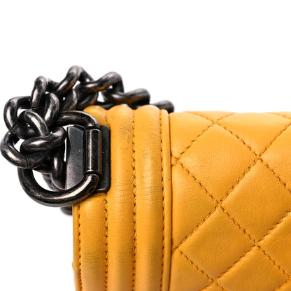 Chanel Lambskin Quilted Medium Boy Flap Yellow 21 of 27