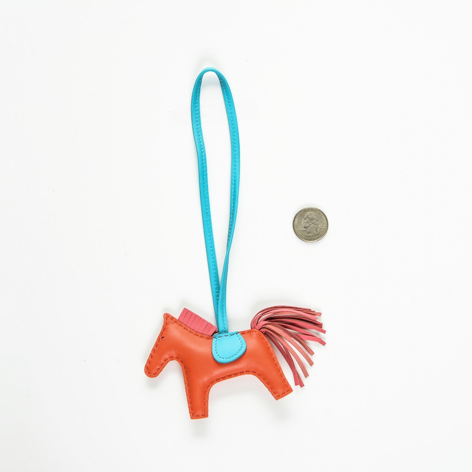 Hermes Milo Lambskin Grigri Rodeo Horse Bag Charm PM Orange Poppy Rose Azalee Bleu Azteque 2 of 3