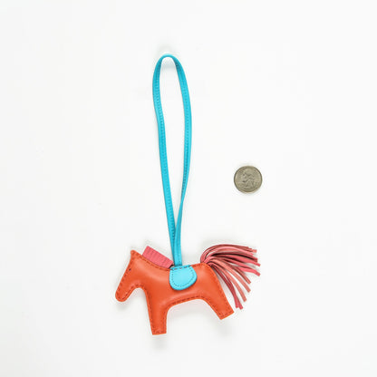 Hermes Milo Lambskin Grigri Rodeo Horse Bag Charm PM Orange Poppy Rose Azalee Bleu Azteque 2 of 3