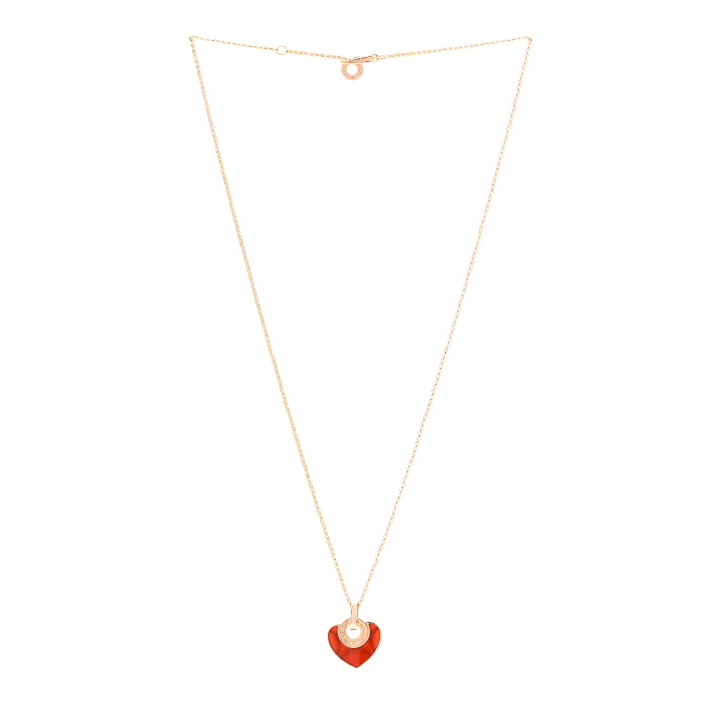18K Rose Gold Carnelian Cuore Heart Pendant Necklace