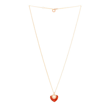 Bulgari 18K Rose Gold Carnelian Cuore Heart Pendant Necklace 3 of 5