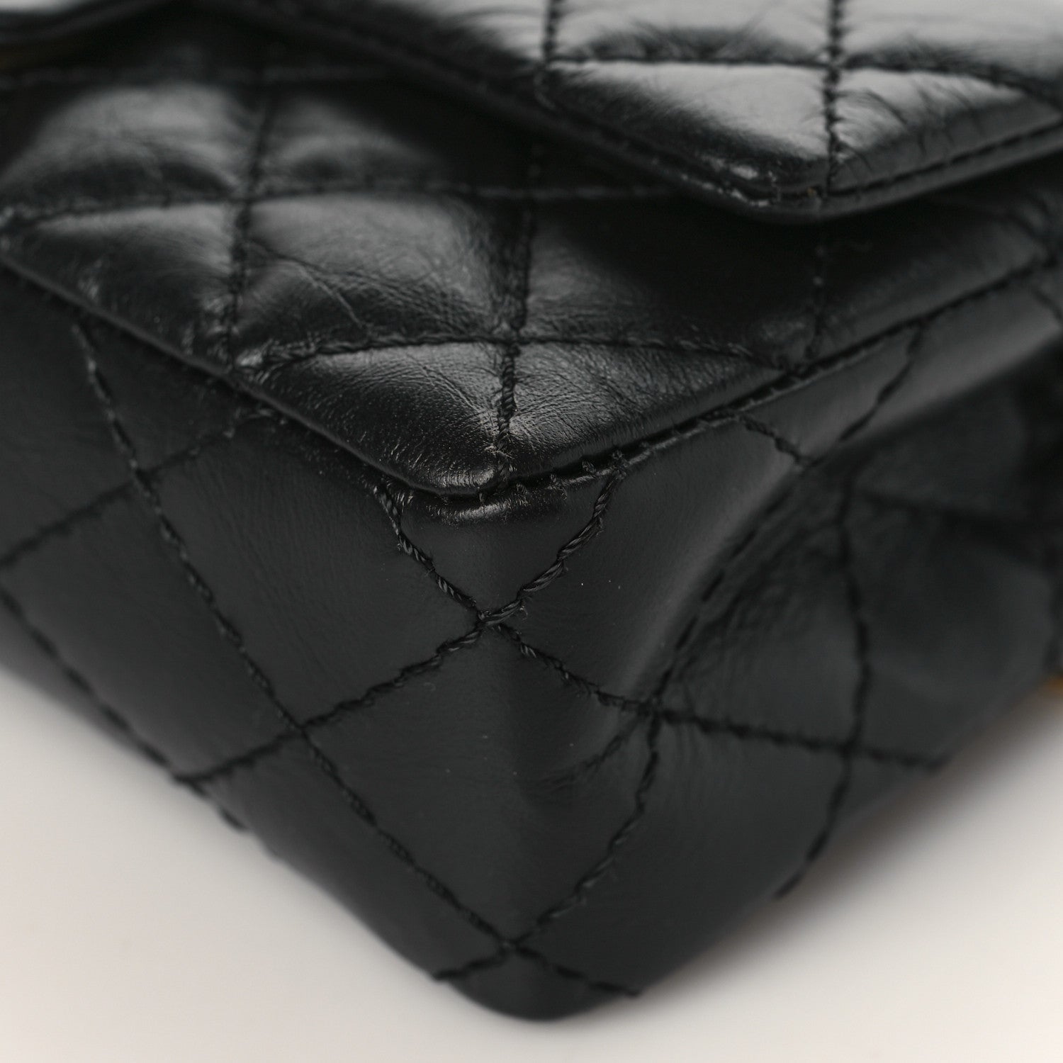 Chanel Aged Calfskin Quilted 2.55 Reissue Flap Belt Bag Clutch Black 9 of 9