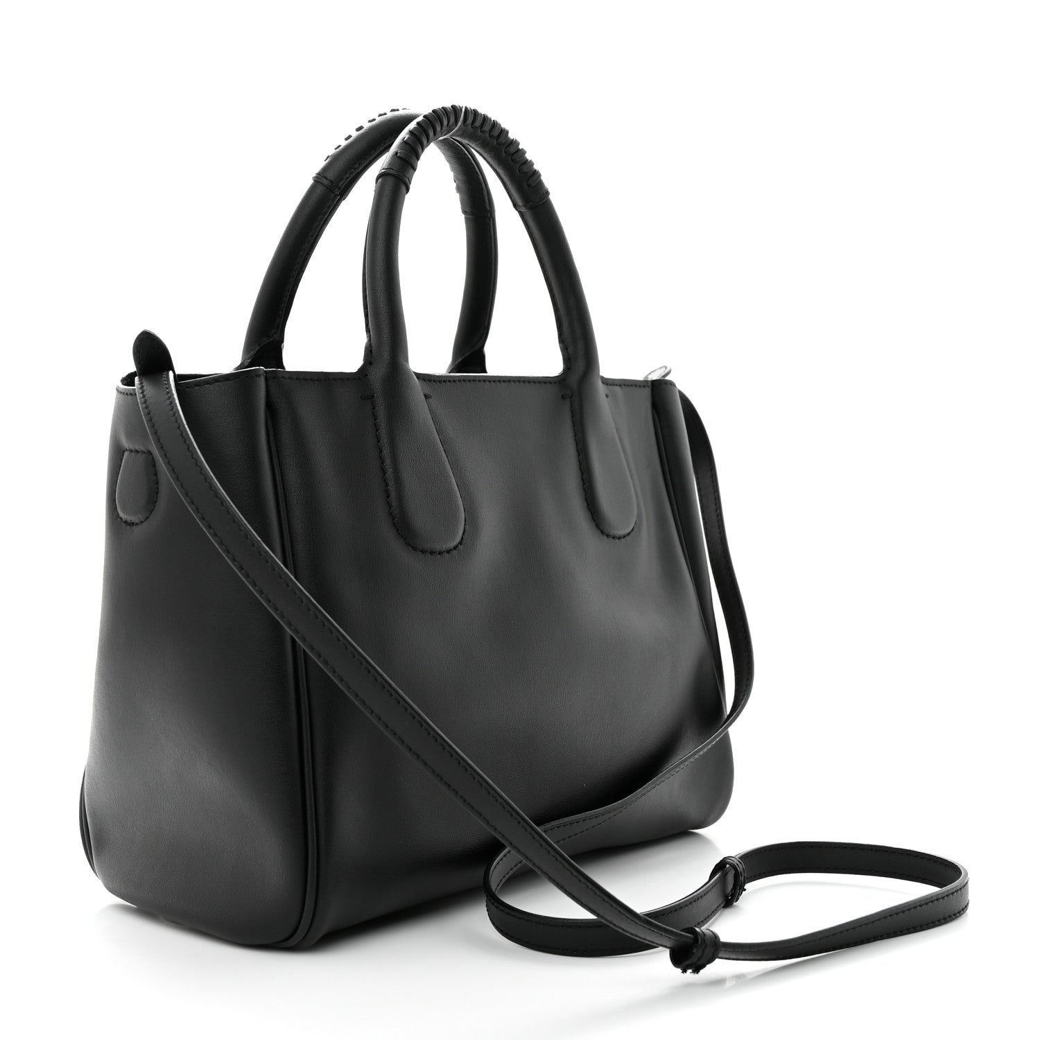 Salvatore Ferragamo Calfskin Double Handle Small Nolita Satchel Black 3 of 15