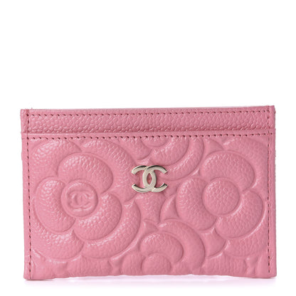 Chanel Caviar Camellia Embossed Card Holder Pink 1 of 11