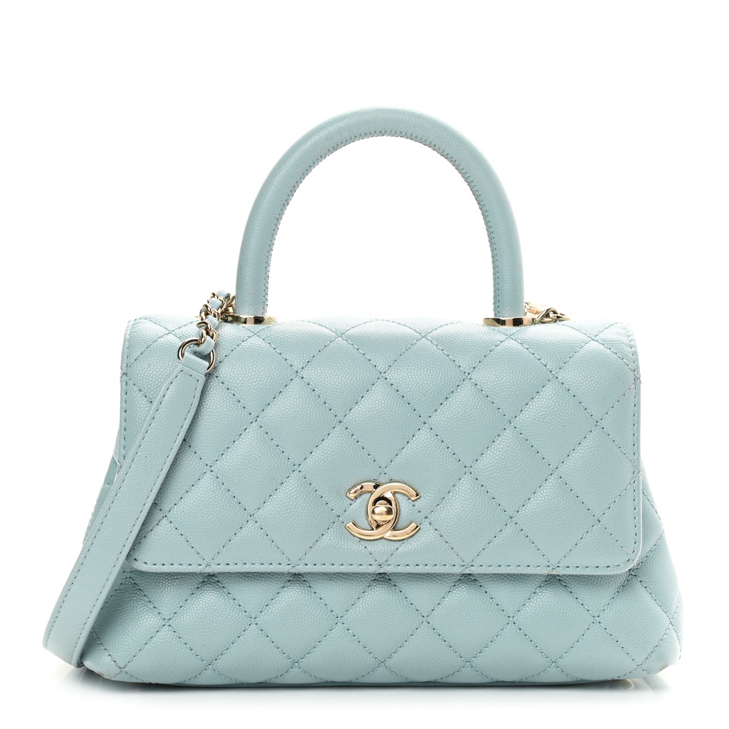 Chanel Caviar Quilted Mini Coco Handle Flap Light Blue 1 of 15