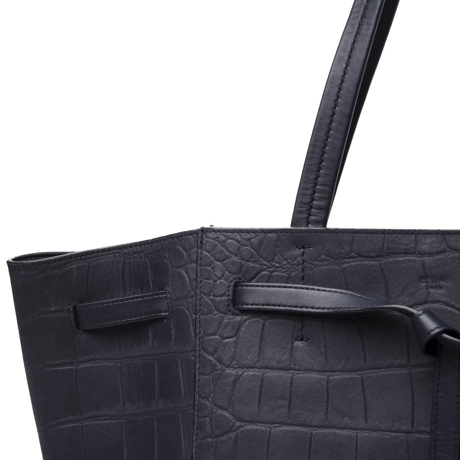 Celine Crocodile Embossed Nubuck Small Belt Cabas Phantom Navy Blue 9 of 9
