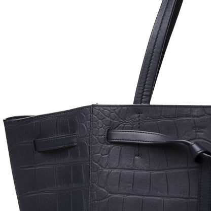 Celine Crocodile Embossed Nubuck Small Belt Cabas Phantom Navy Blue 9 of 9