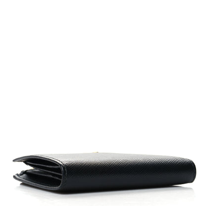 Prada Saffiano Zip Top Compact Wallet Black 4 of 7