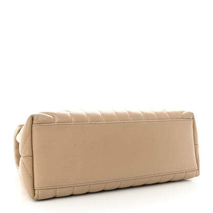Saint Laurent Calfskin Y Quilted Monogram Medium Loulou Chain Satchel Dark Beige 4 of 17