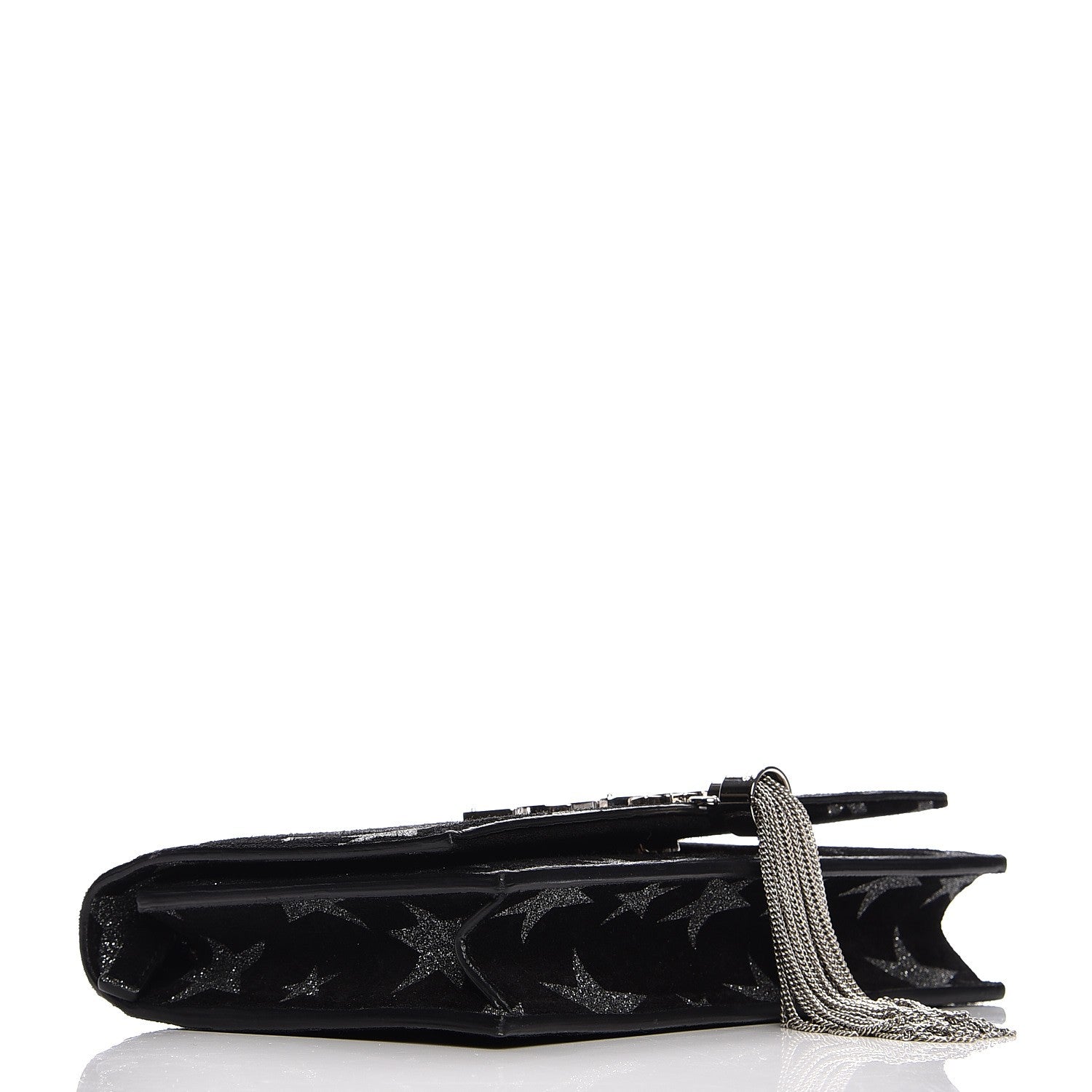 Saint Laurent Suede Calfskin Monogram Tassel Stars Chain Wallet Black 5 of 10
