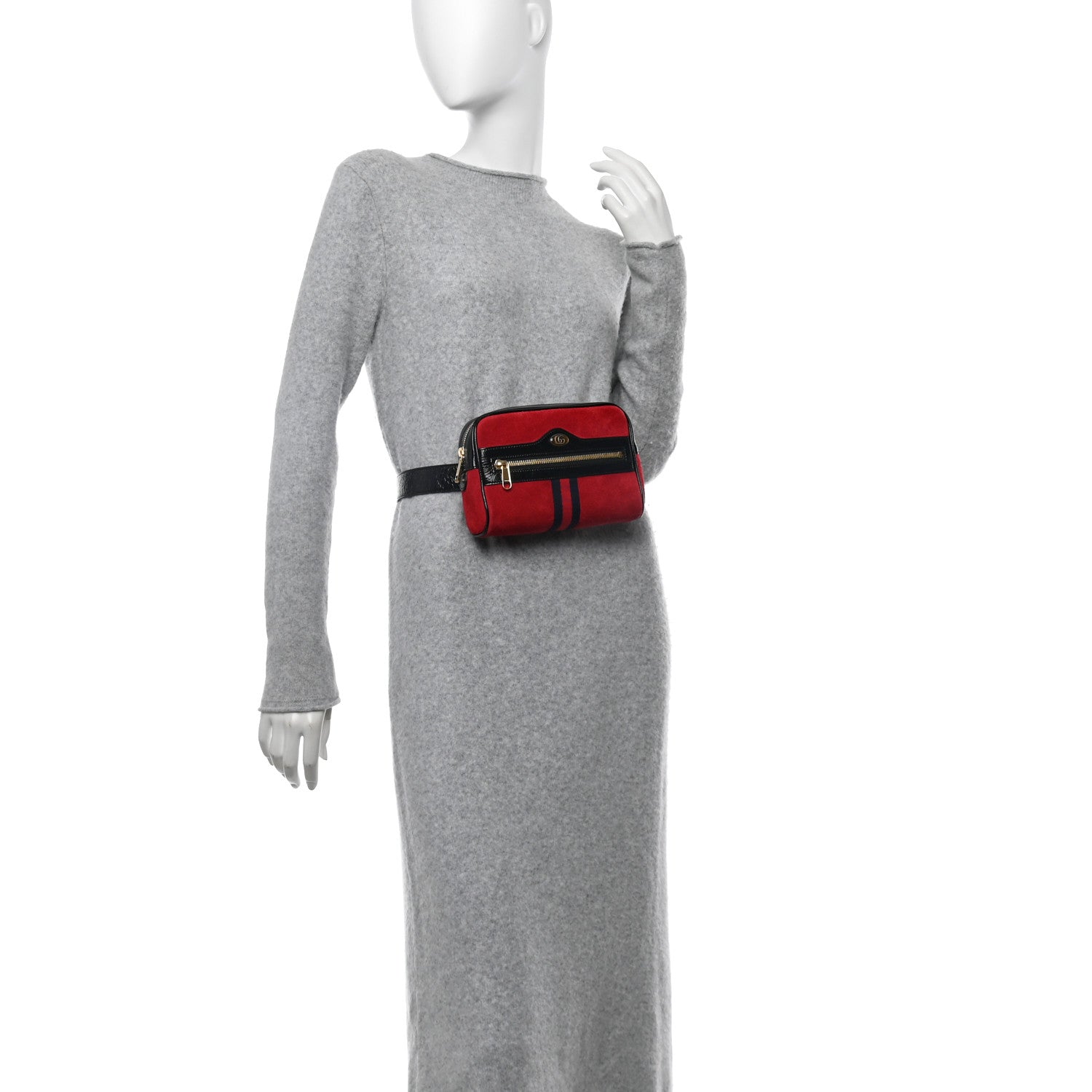 Gucci Suede Small Ophidia Belt Bag 95 38 Hibiscus Red 2 of 12