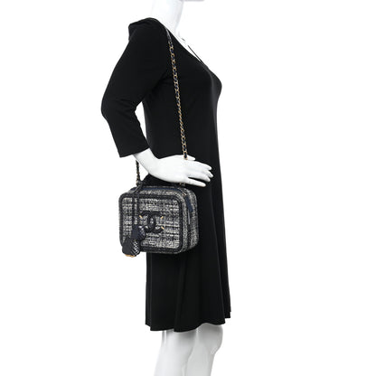 Chanel Tweed Snakeskin Quilted Medium CC Filigree Vanity Case Dark Navy 2 of 10