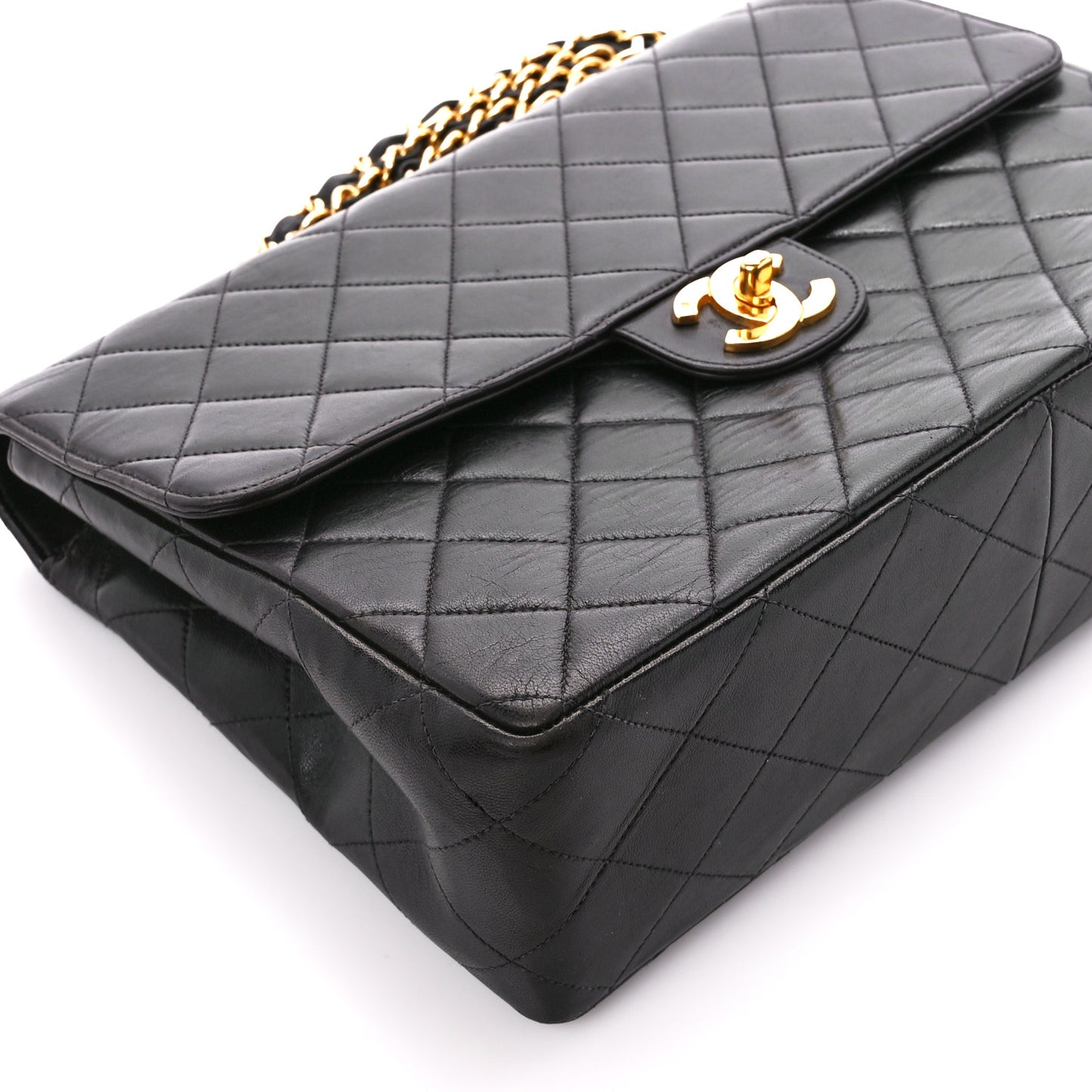 Lambskin Quilted Jumbo Single Flap Black