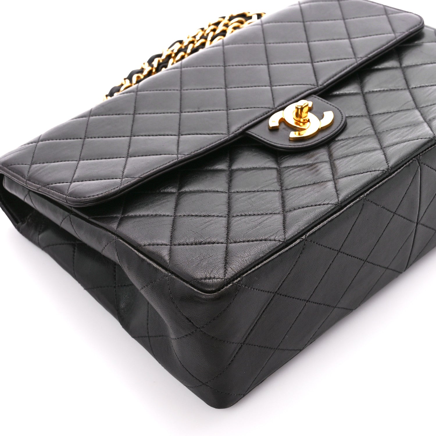 Chanel Lambskin Quilted Jumbo Single Flap Black 10 of 11
