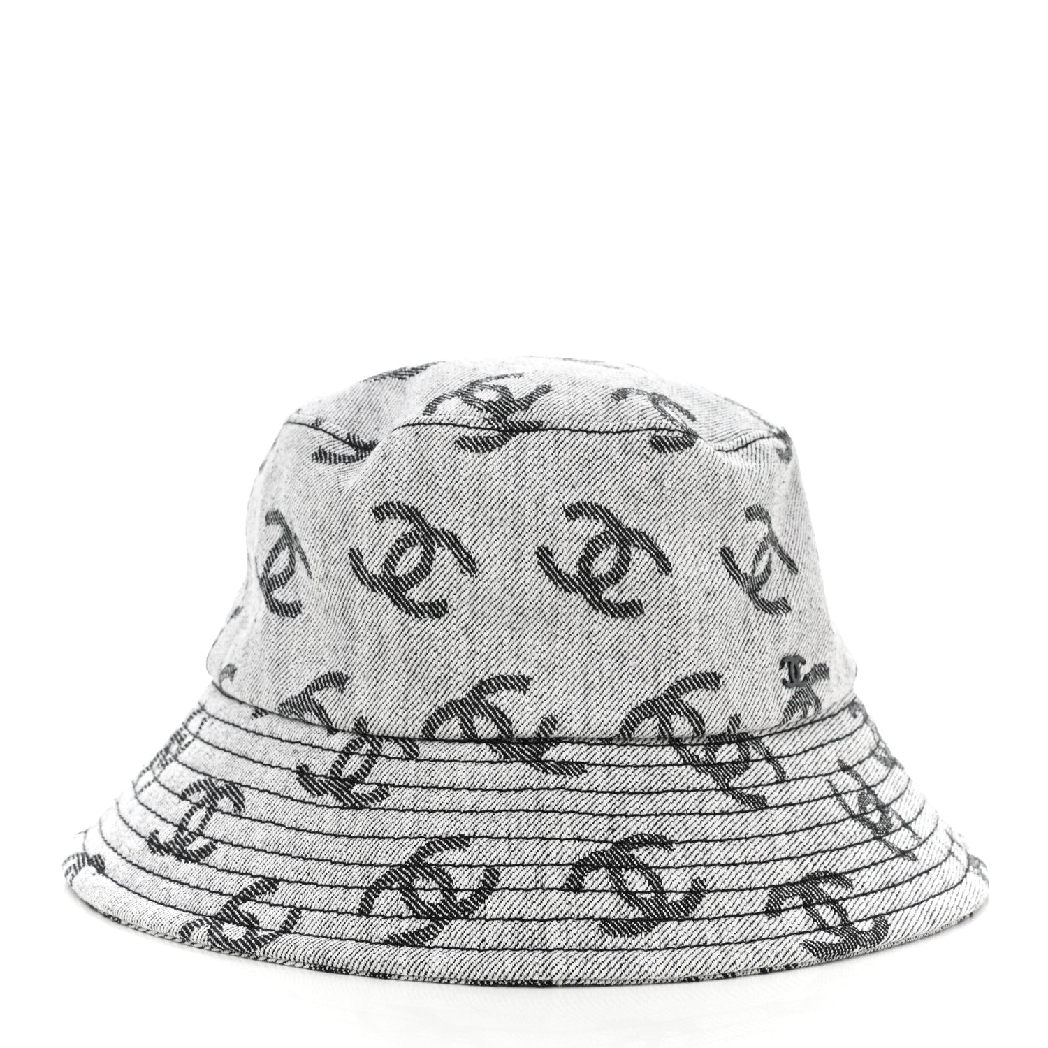 Chanel Denim CC Bucket Hat M White Black 3 of 8