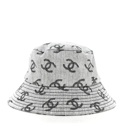Chanel Denim CC Bucket Hat M White Black 3 of 8