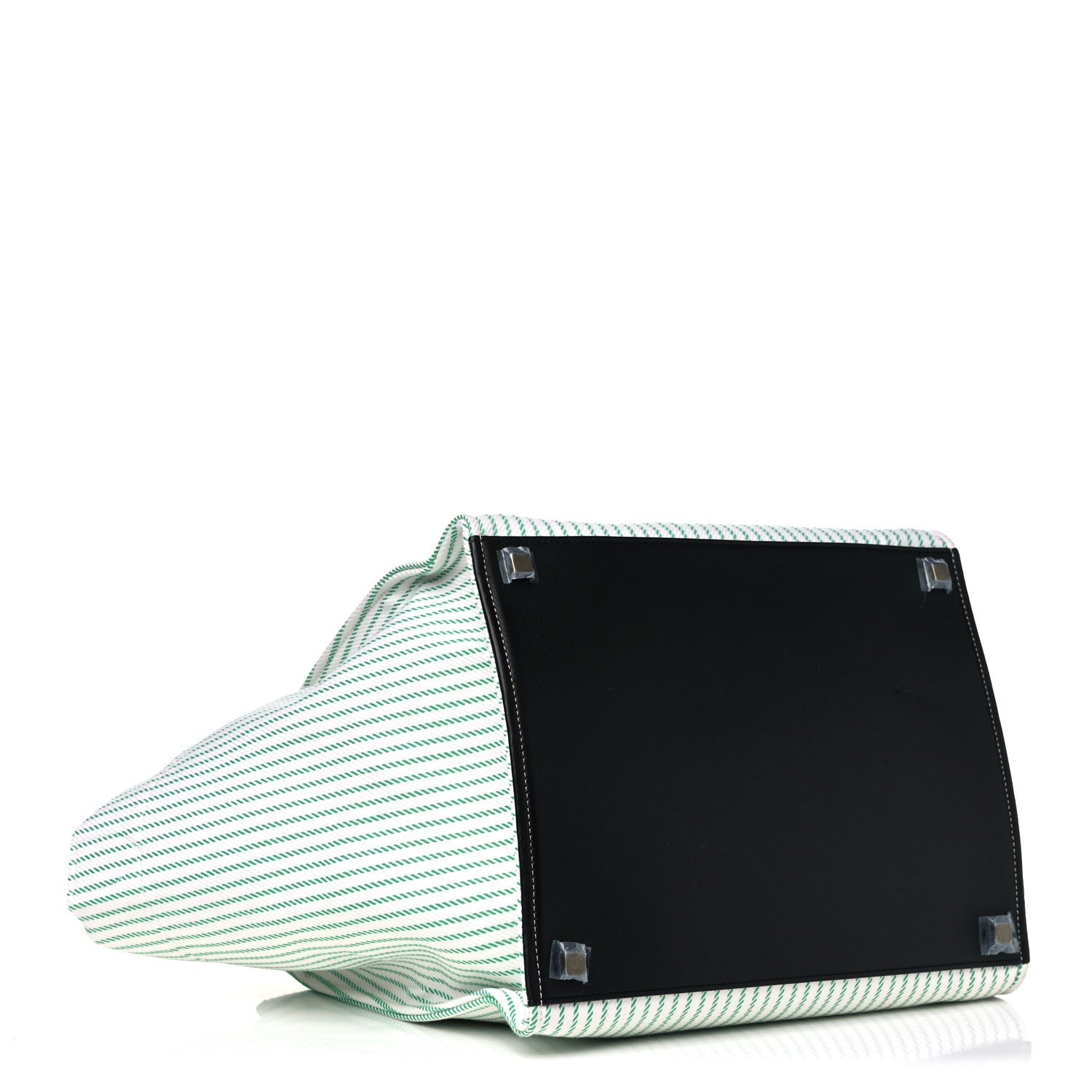 Celine Cotton Canvas Striped Medium Phantom Luggage White Green 3 of 9