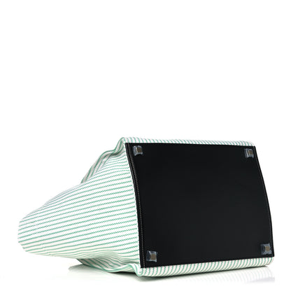 Celine Cotton Canvas Striped Medium Phantom Luggage White Green 3 of 9