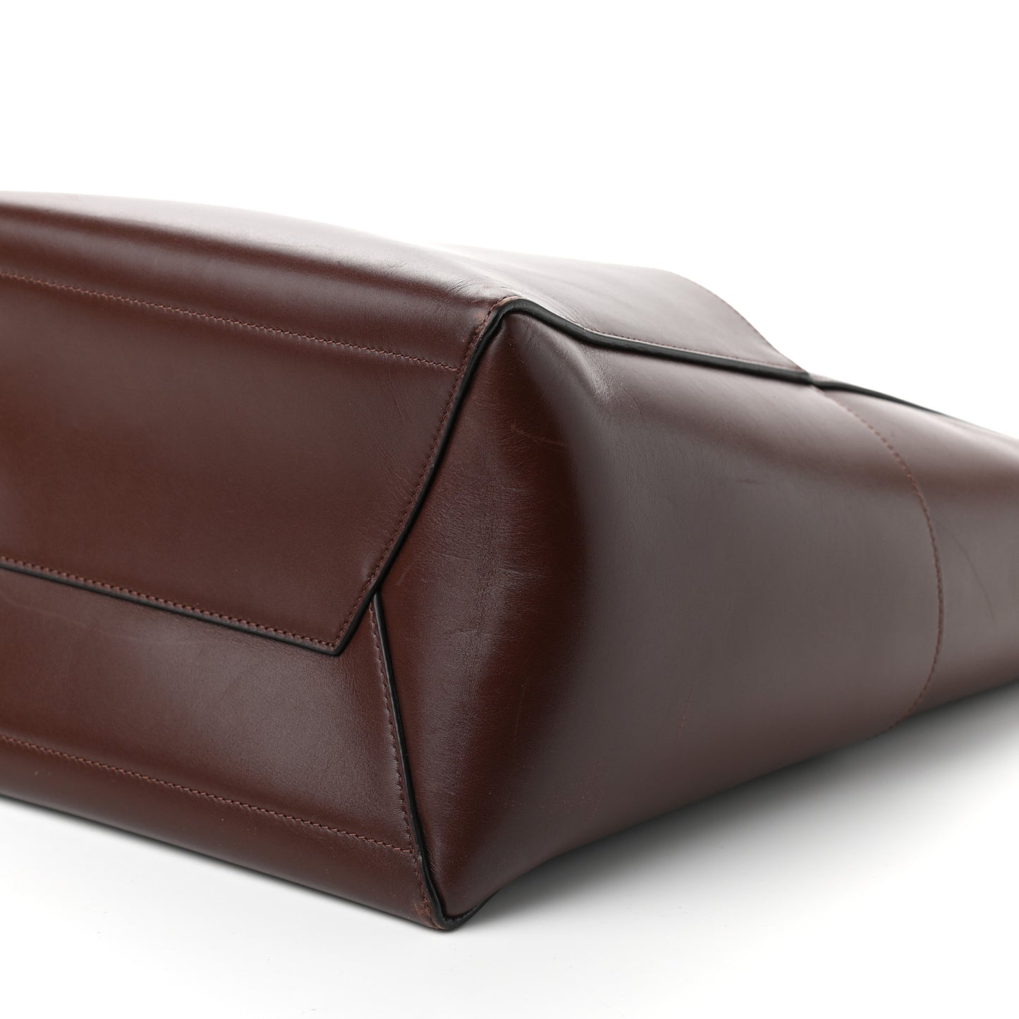 Natural Calfskin Sangle Bucket Bag Dark Brown