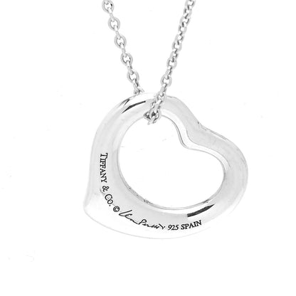 Tiffany Sterling Silver 16mm Elsa Peretti Open Heart Pendant Necklace 4 of 6