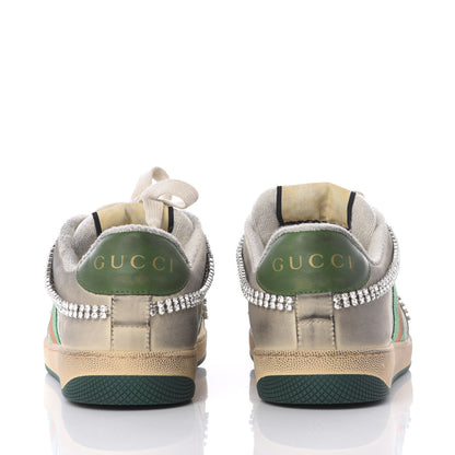 Gucci Nubuck Calfskin Web Removable Crystals Mens Screener Sneakers 8.5 Dusty Milk New Mystic White 10 of 11