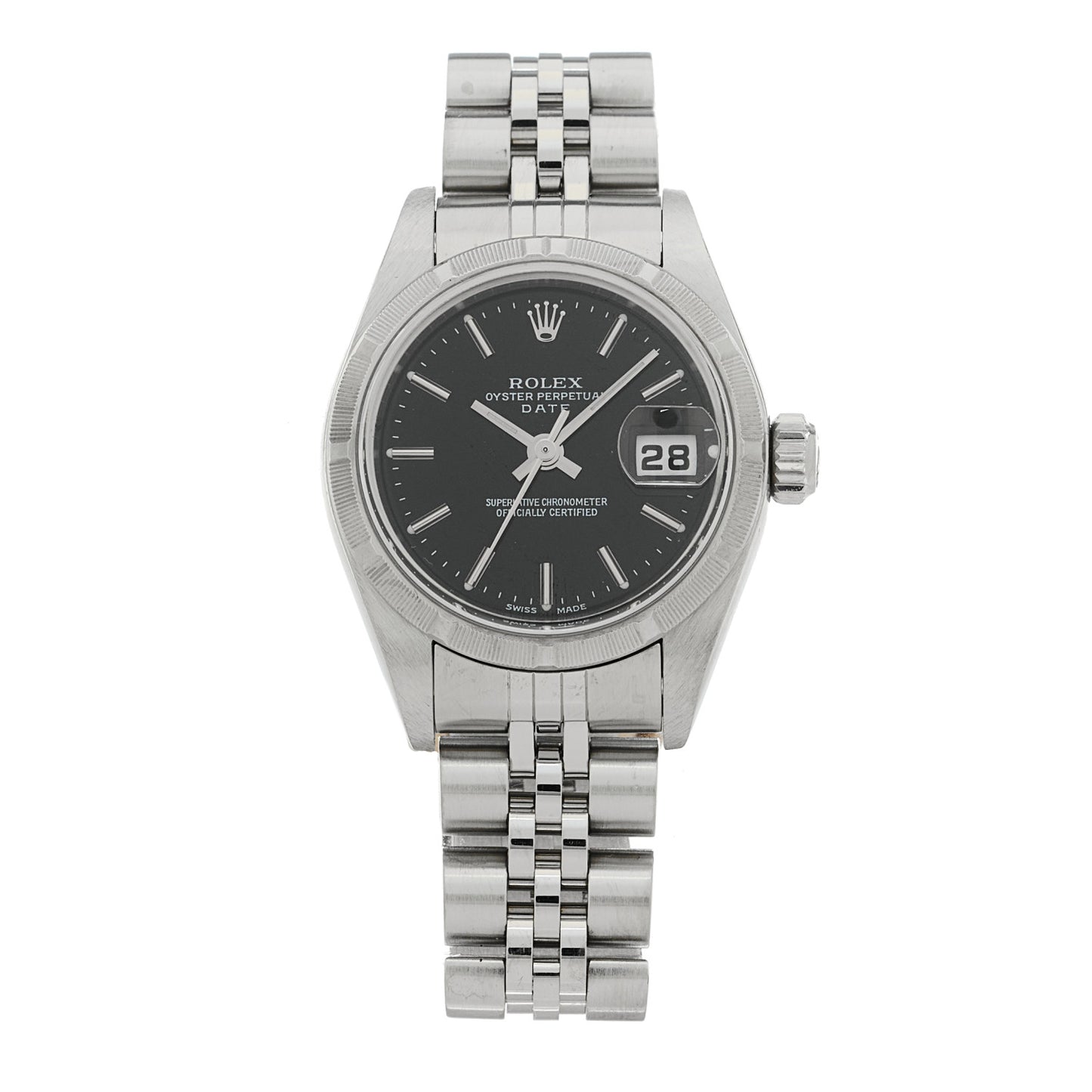 Stainless Steel 26mm Oyster Perpetual Date Watch Black 79190