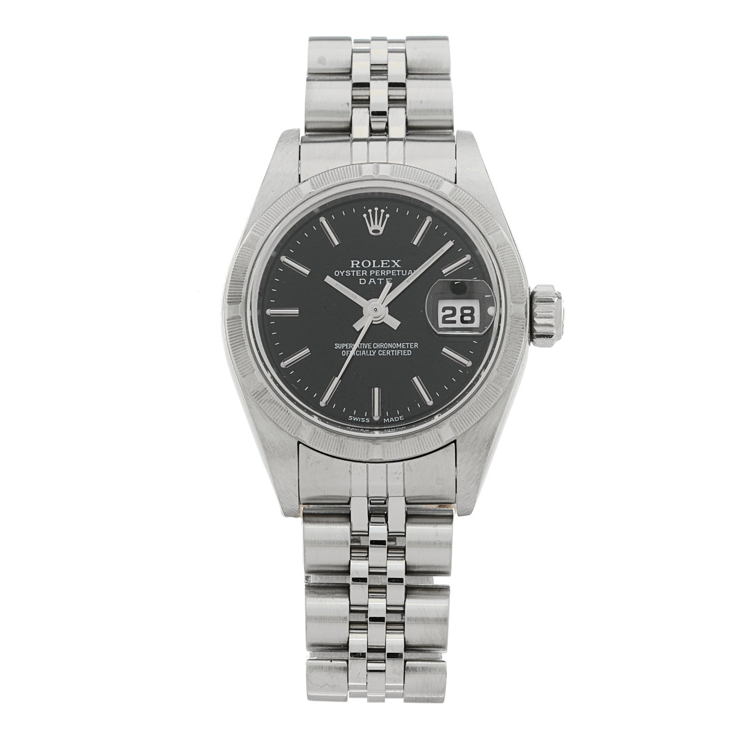 Rolex Stainless Steel 26mm Oyster Perpetual Date Watch Black 79190 1 of 4