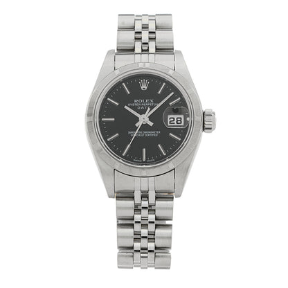 Rolex Stainless Steel 26mm Oyster Perpetual Date Watch Black 79190 1 of 4