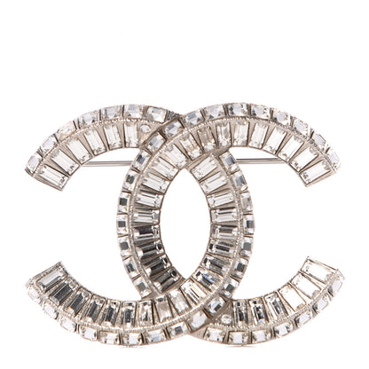 Chanel Baguette Crystal CC Brooch Silver 1 of 5