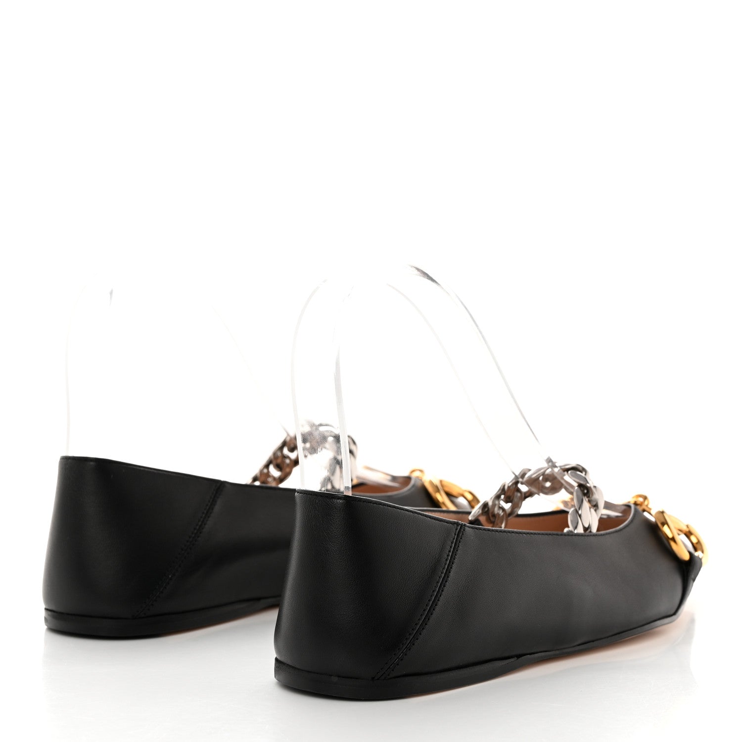 Gucci Nappa Lumiere Deva Horsebit Chain Embellished Flats 37 Black 4 of 9