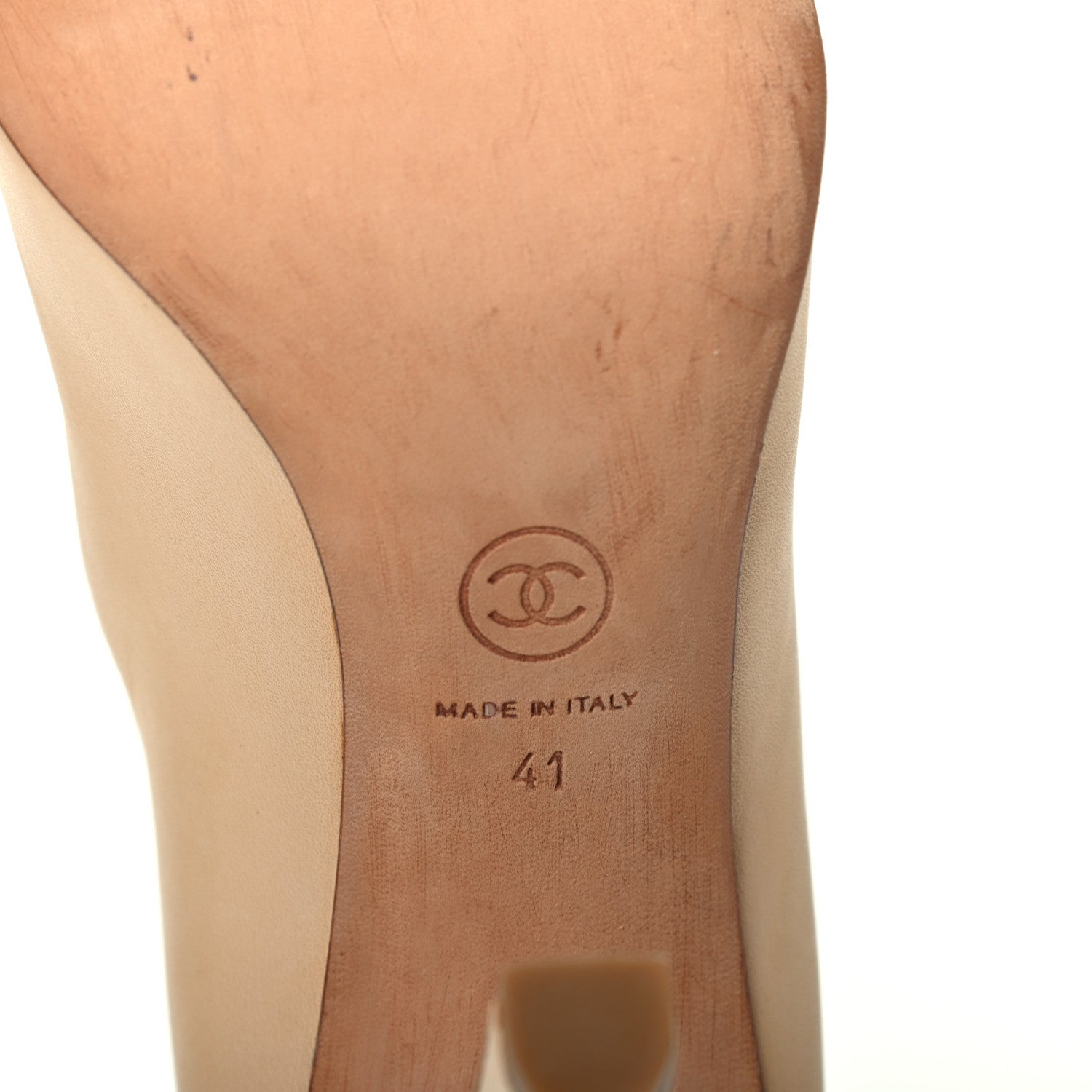 Chanel Lambskin Cap Toe CC Pumps 41 Beige Black 6 of 10