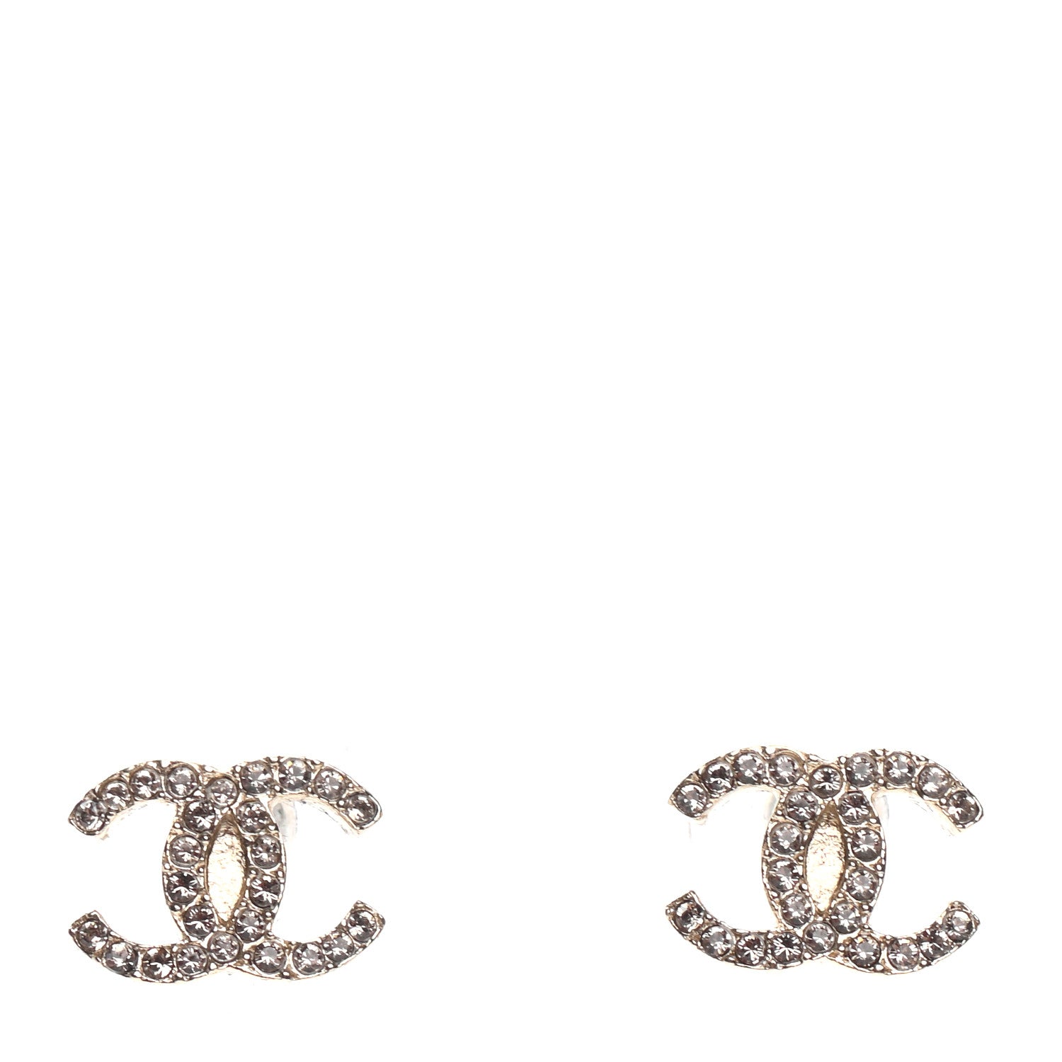 Chanel Crystal CC Earrings Gold 1 of 4