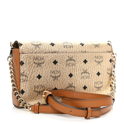 MCM Metallic Visetos Medium Millie Crossbody Bag Berlin Gold 3 of 9
