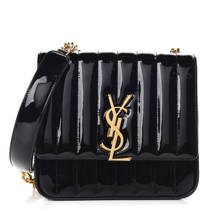 Saint Laurent Patent Calfskin Matelasse Monogram Medium Vicky Chain Bag Black 1 of 10