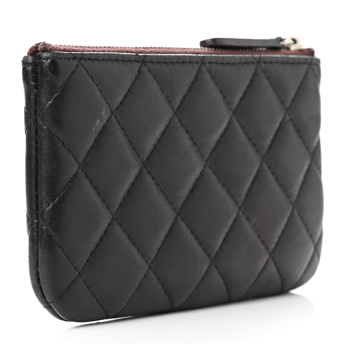 Lambskin Quilted Small Cosmetic Case Black