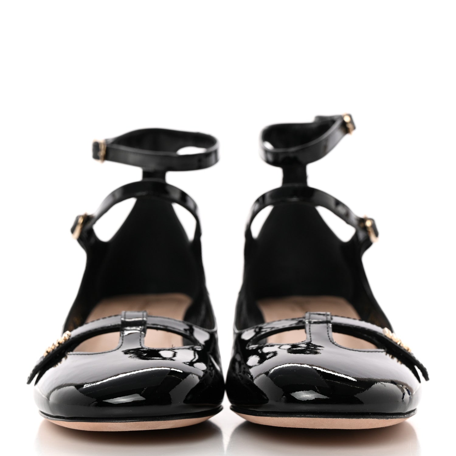 Christian Dior Patent Calfskin Aime Ankle Ballet Flats 36.5 Black 2 of 11
