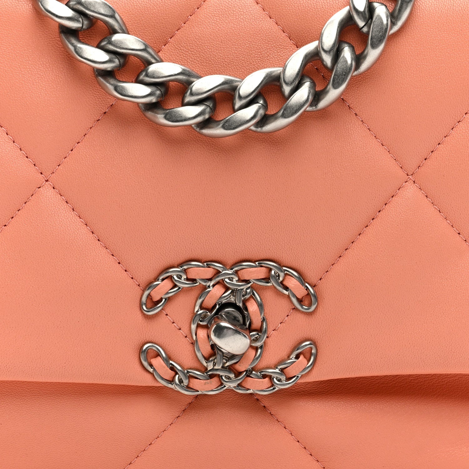 Chanel Lambskin Quilted Medium Chanel 19 Flap Light Orange 8 of 10