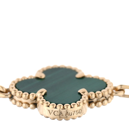 Van Cleef & Arpels 18K Yellow Gold Malachite 5 Motifs Vintage Alhambra Bracelet 3 of 3