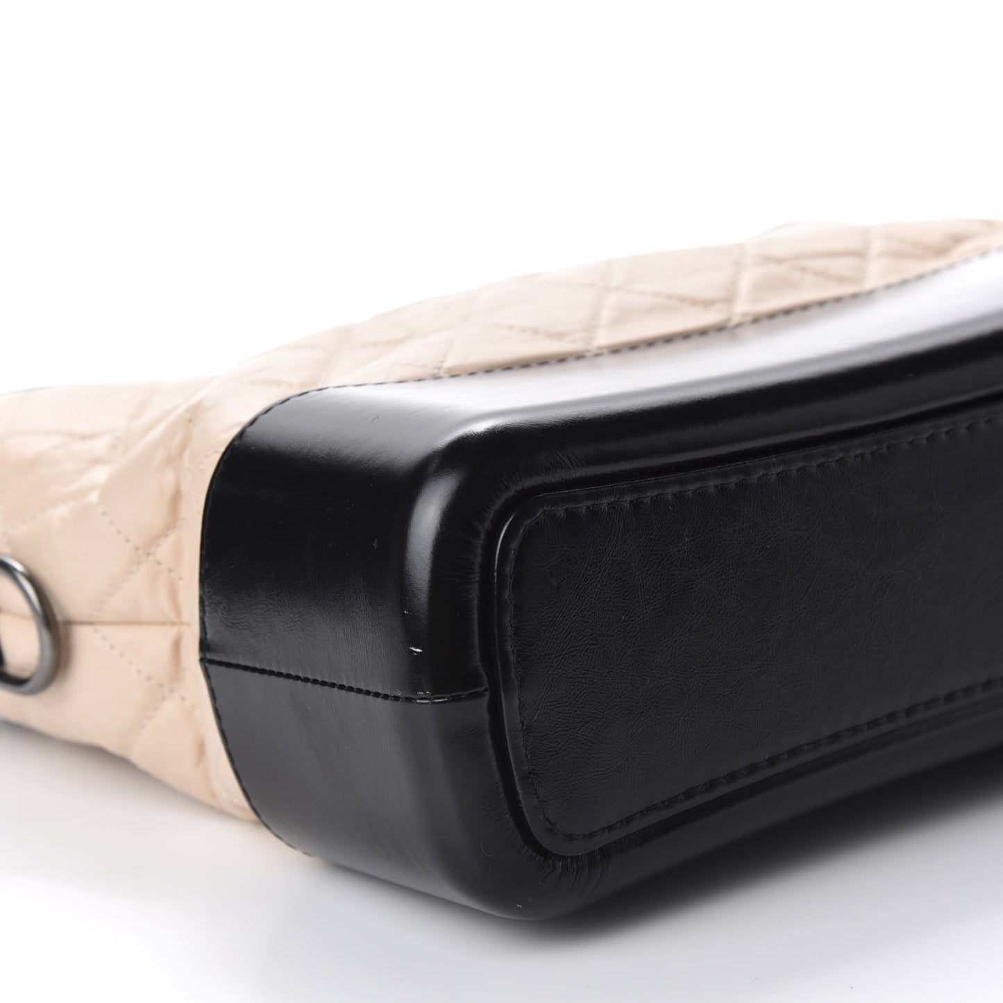 Aged Calfskin Quilted Medium Gabrielle Hobo Beige Black