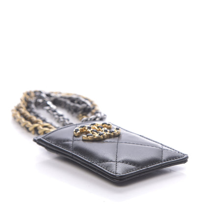 Chanel Goatskin Quilted 19 Card Holder On Chain Black 4 of 8