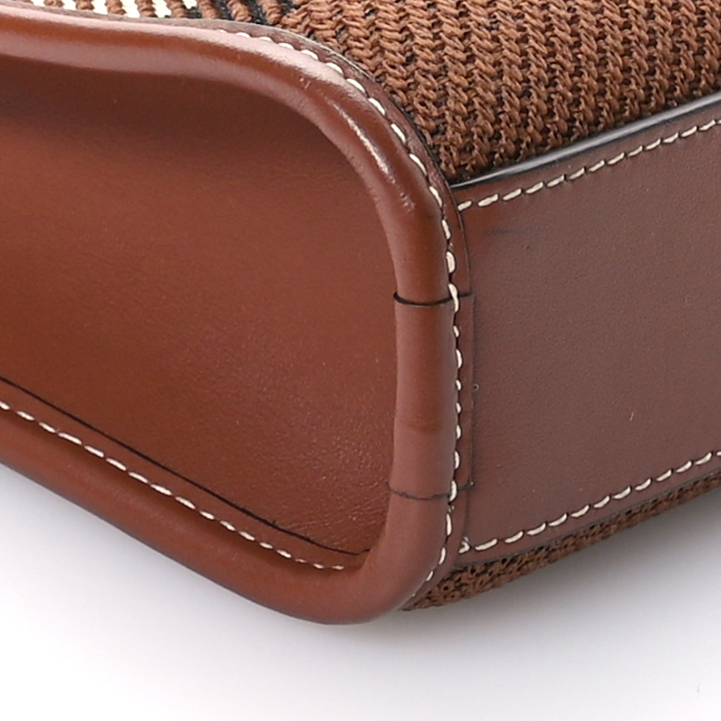 Smooth Calfskin Canvas Check Mini Pocket Bag Dark Birch Brown